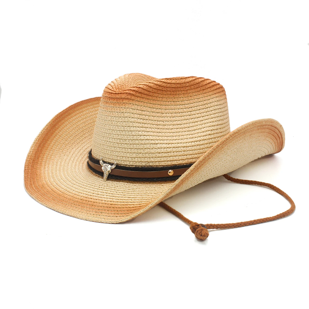 Spring and summer men and women the same style straw hat western cowboy hat sun straw hat riding straw hat wide brim jazz hat