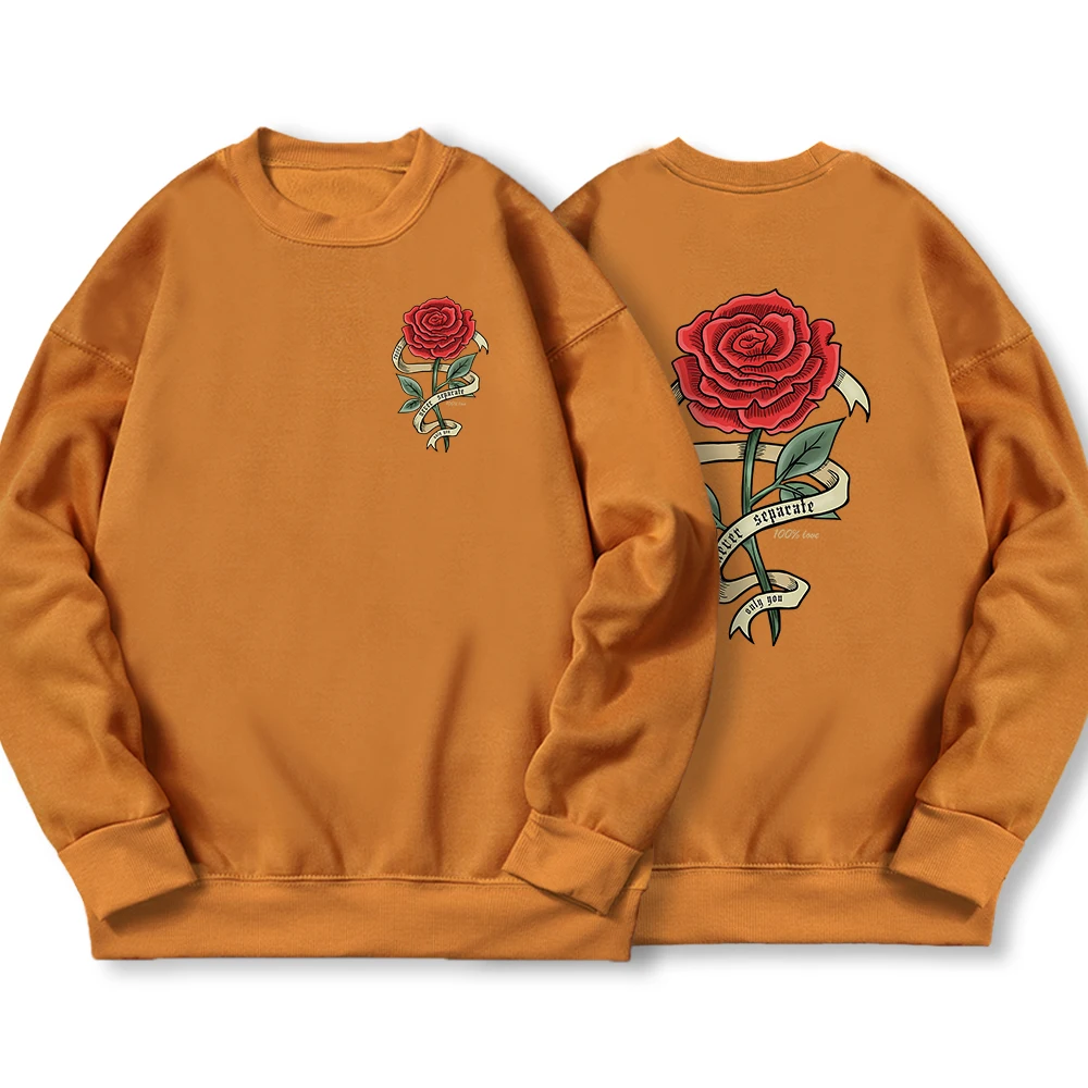 Red Roses Wrapped In Ribbons Printing Mens Hooded Autumn Warm Fleece Hoodies Simple Soft Hoodie Street Casual Women'S Pullover