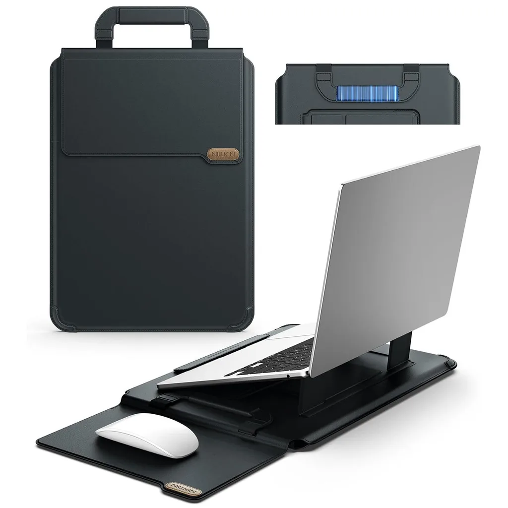 Nillkin 16 inch Leather Laptop Sleeve Case with Handle Adjustable Stand for MacBook/Samsung/Surface/HP/Chromebook/Dell 13-16inch