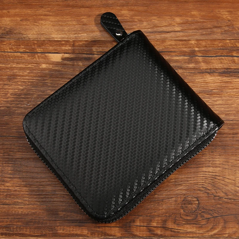 أزياء ألياف الكربون الحبوب الرجال الحصرية سعة كبيرة منفاخ بطاقة المحفظة غطاء محفظة متعددة الوظائف #2