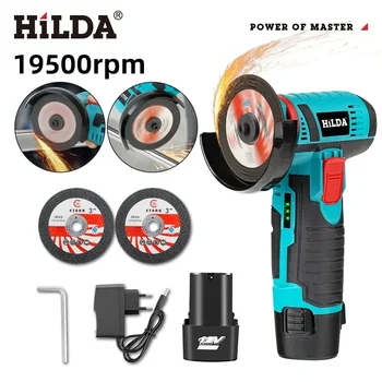 HILDA 12v Mini Angle Grinder Car Repair Brush Motor Rechargeable For Cutting Diamond…