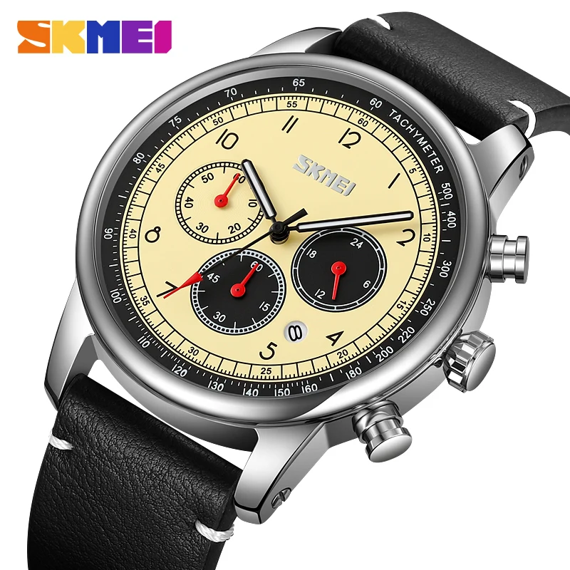 SKMEI Men Quartz Watch Fashion Simple Business Leather Belt Waterproof Quartz Watch Clock For Men Watch Men's Wristwatch Sports