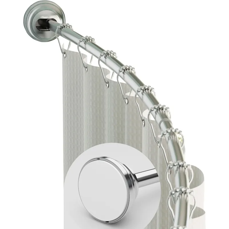 

Curved Tension Shower Curtain Rod, Rustproof, Satin Nickel, 50 to 72 Inches – Adjustable Shower Curtain Rod for Bathroom