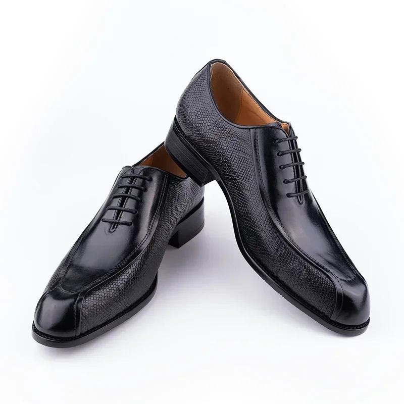 Formal Men Dress Shoes Elegant Style Wedding Party Handmade Customization Lace Up Genuine Cow Leather Men's Shoe