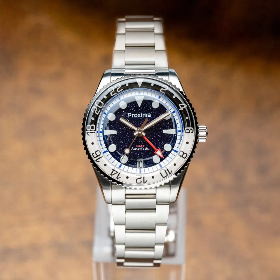 Proxima PX1720 39mm NH34 GMT Men Luxury Watch Aventurine Gemstone