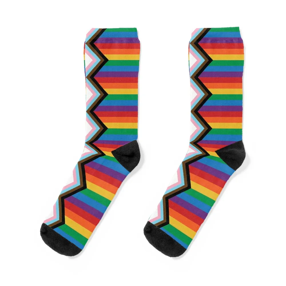 

Флаг Progress Pride LGBTQ + BIPOC Inclusive Queer Gay Pride Флаг Носки незаменимые с подогревом забавные подарки счастливые женские носки мужские