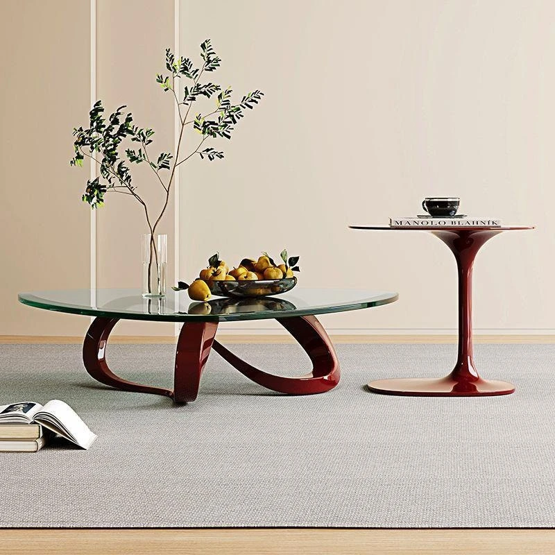 Modern simple coffee table combination tempered glass coffee table special-shaped living room tea table