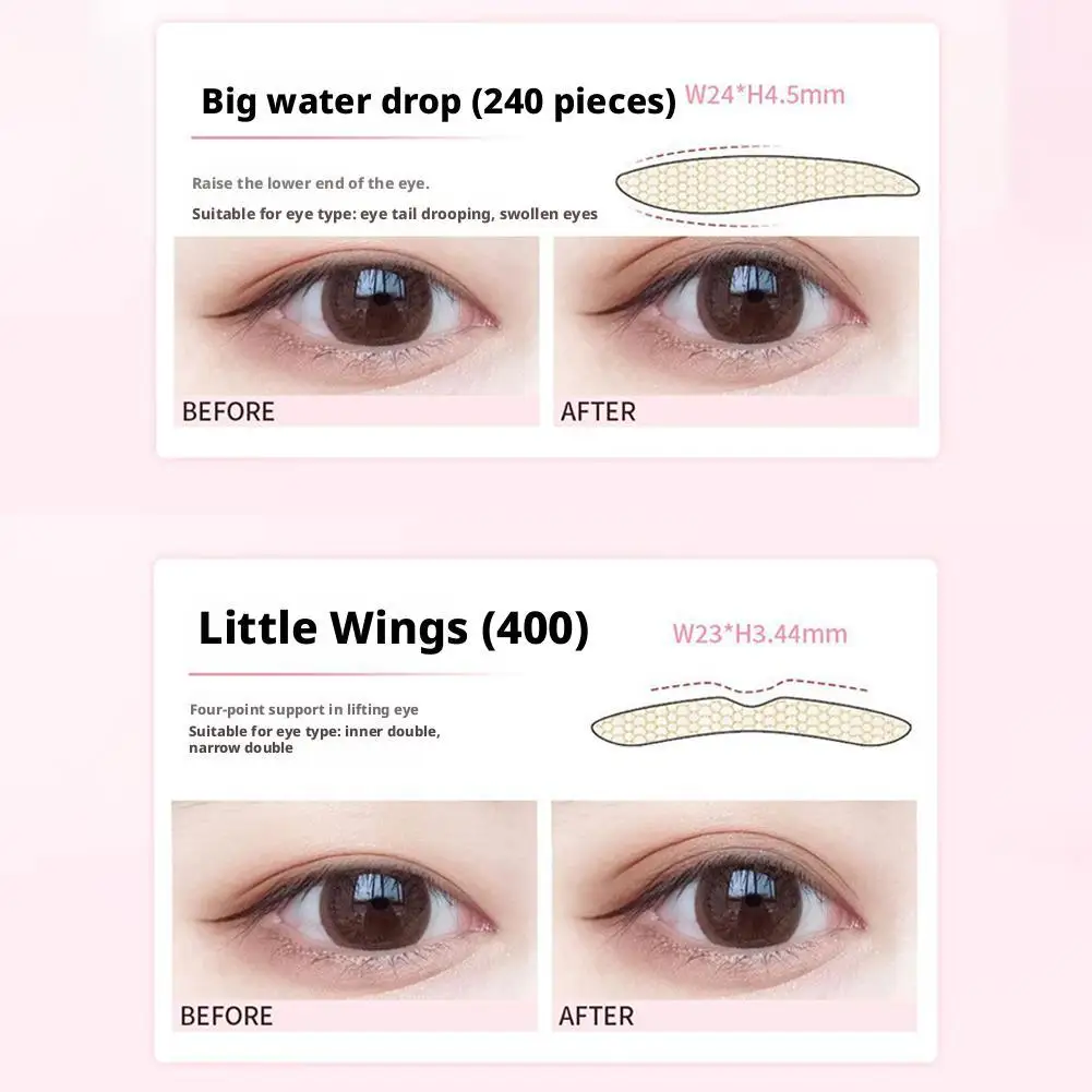 400 ชิ้นเทปเปลือกตาสองชั้นที่มองไม่เห็นธรรมชาติติดทนนานเทปแต่งตาเครื่องมือแต่งหน้าตาใหญ่สำหรับเปลือกตาเดี่ยวและคู่