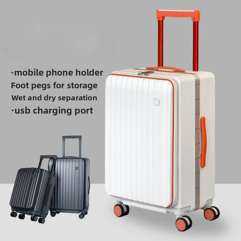 

Rolling Luggage Case 24 inch Side Opening Travel Suitcase on Wheels Combination Lock Travel Bags 20 inch Cabin Luggage