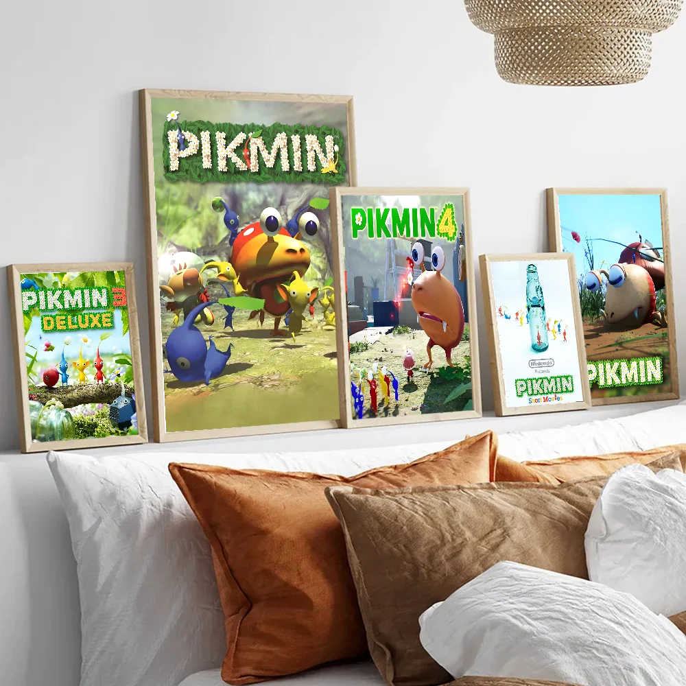 

Pikmin Poster Self-adhesive Art Poster Retro Kraft Paper Sticker DIY Room Bar Cafe Vintage Decorative