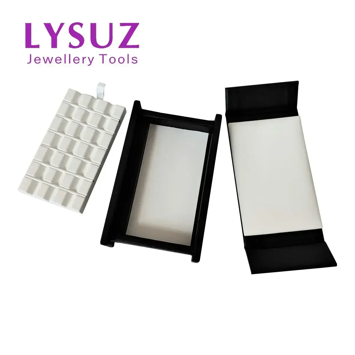 

Leather PU Cover Points Removable Gemstone DIsplay Box Loose Diamond Storage Bag V Groove Jewellery Packaging Tray Lysuz