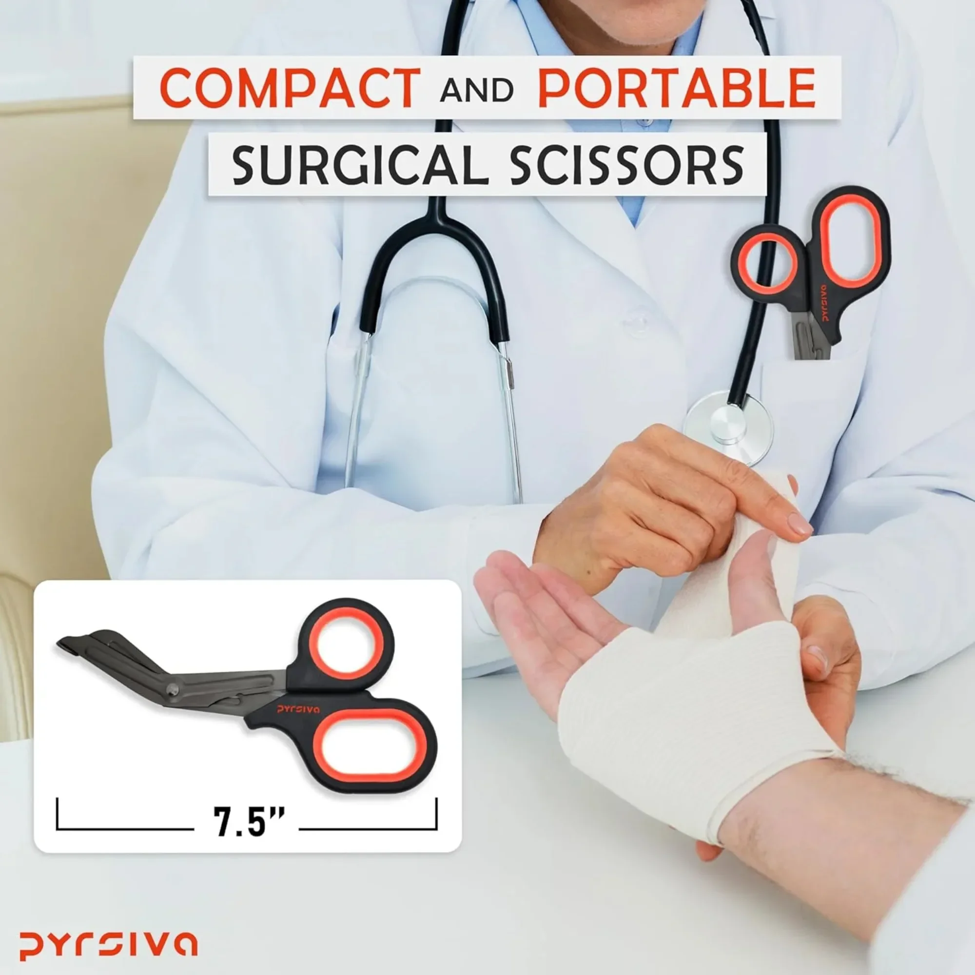 PYRSIVA Trauma Shears for Nurses - Premium Medical Scissors for Nurses, First Aid Scissors for EMT and EMS, Professional Bandage