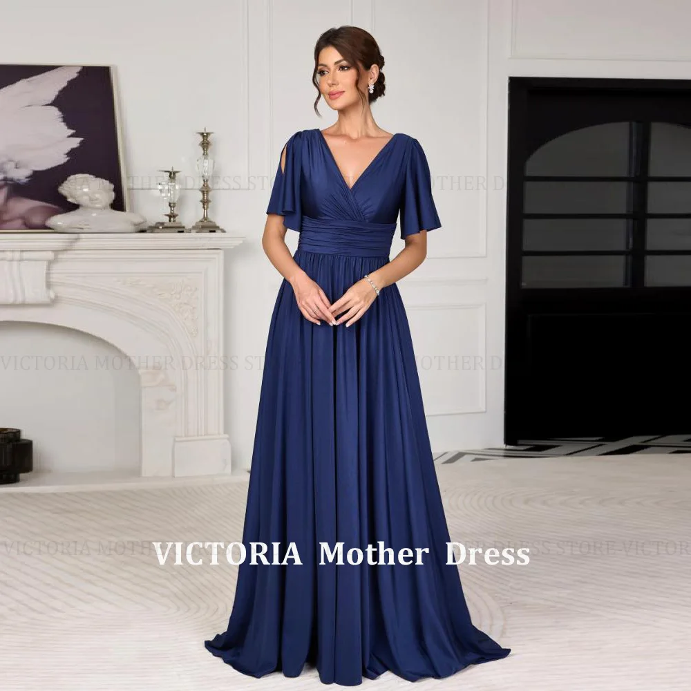 VICTORIA カスタマイズされたエレガントな新郎新婦の母のドレス 2026 A ライン結婚式のゲストドレス V ネックプリーツパーティーイブニングドレス