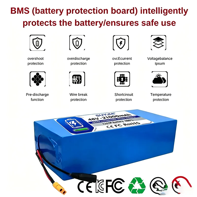 48V21000mAh High Capacity 13S7P18650Rechargeable Lithium Battery Pack Powerful E-Bike Battery for 250W-2000W Motor Fast Delivery - view 5