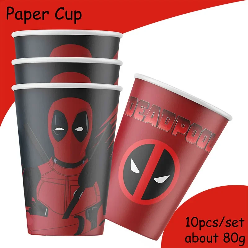 Nappe jetable Deadpool pour enfants, thème cool, talk hero, décoration d'anniversaire, vaisselle d'angle, baby shower, fournitures de fête pour filles et garçons