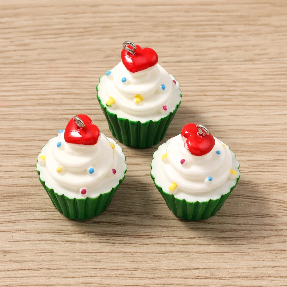 Tusember 5 stücke Nette Simulation Eis Harz 3D Tasse Kuchen Charms Für DIY Ohrring Schlüsselbund Handgemachte Schmuck Machen Versorgung – Detail 5