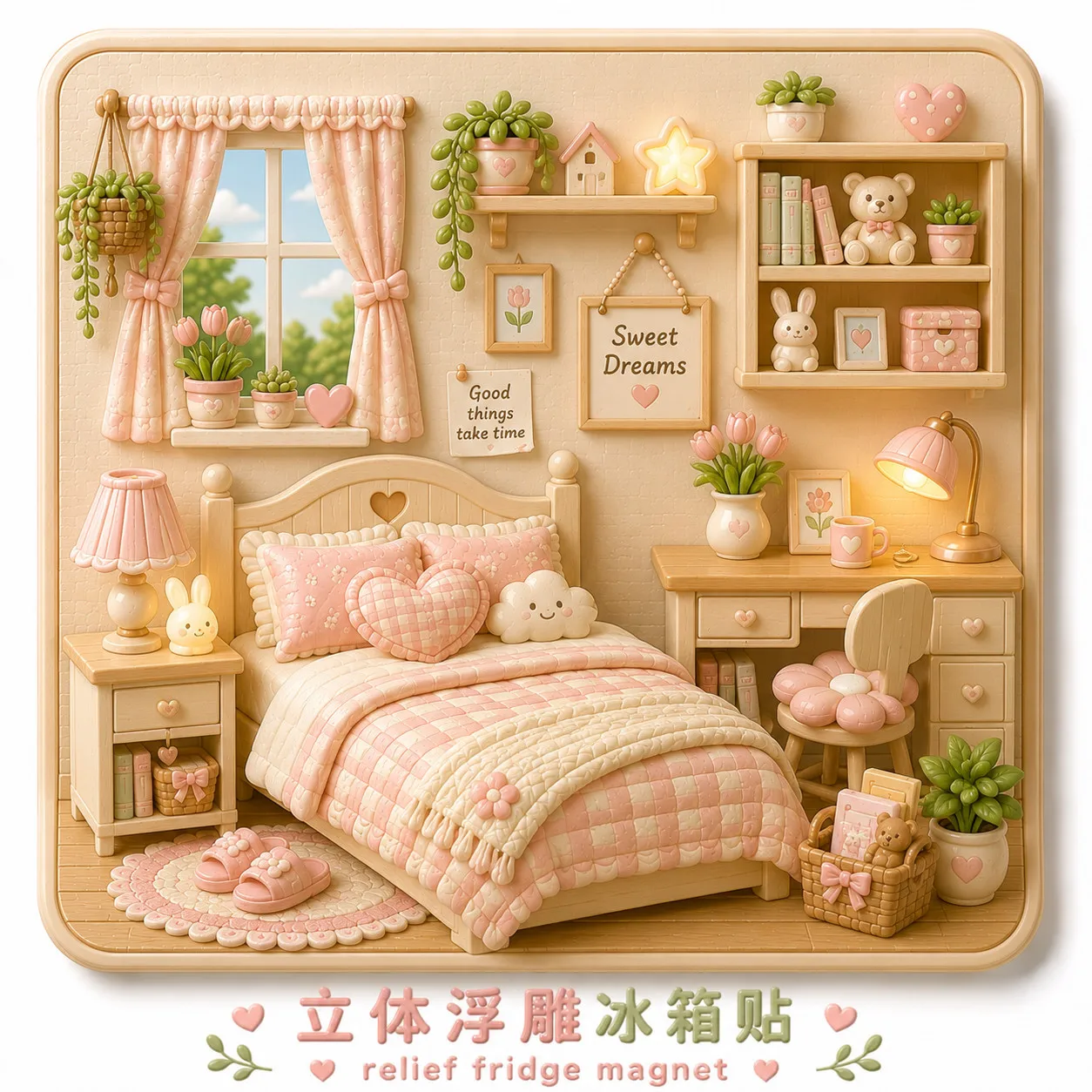 [Living Room Time] Resin 3D Relief Refrigerator Magnet Garden-Themed Personalized Creative Cute Deorative Souvenir