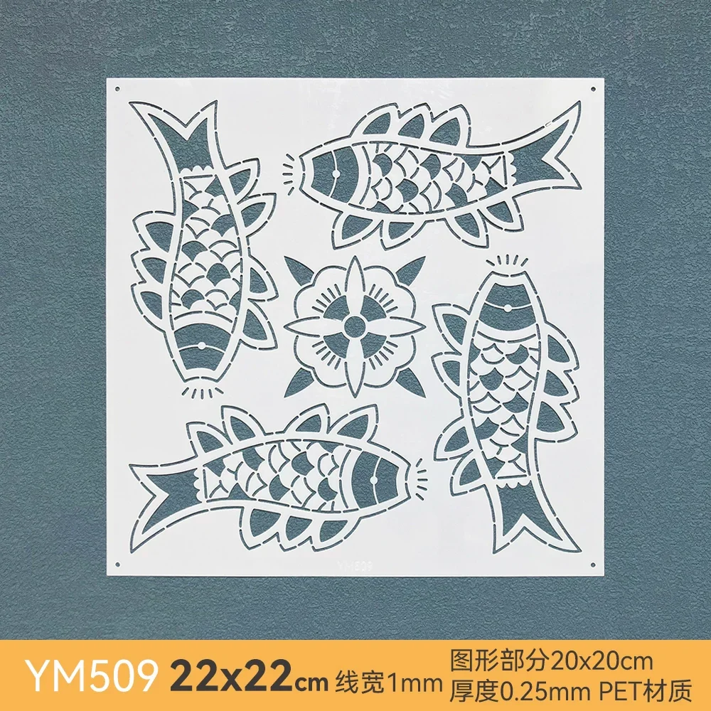 Drawing &Tracing Tool for Sewing Craft fish Sashiko quilting Template,Reusable Handmade Embroidery Stencil for Table Mat