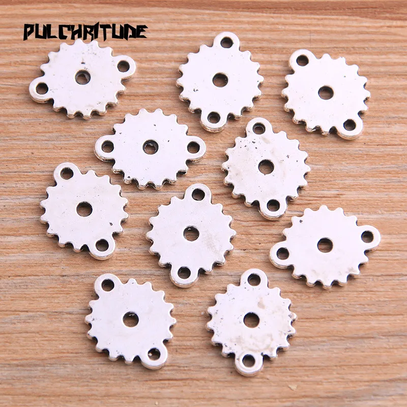 10PCS 17mm Three Color Vintage Metal Zinc Alloy Steampunk Gear Charms Connector Fit Jewelry Pendant Charms Makings