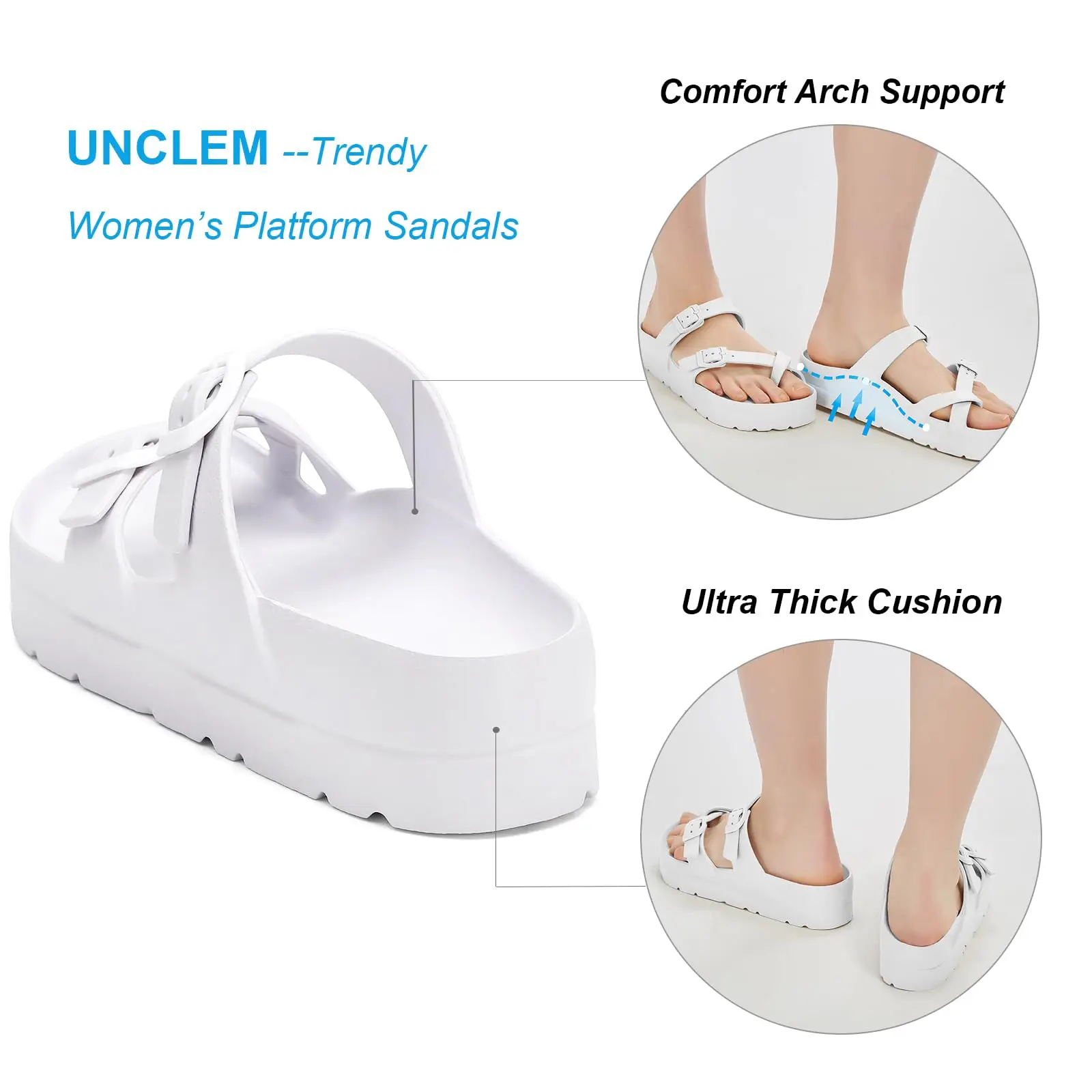Smile PoP Damen Plateausandalen Sommer Strand Wasserdichte Sandalen Mode Fußgewölbeunterstützung Kissen Slides Weiches Licht EVA Flache Schuhe – Detail 14