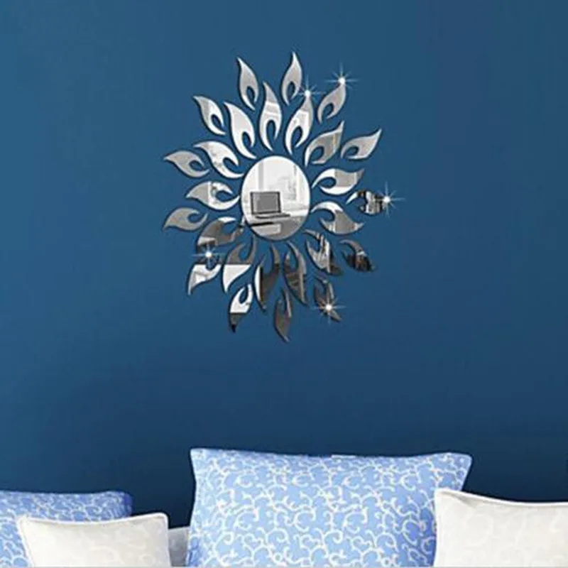 3D Mirror Sun Flower Art Removable Wall Sticker Acrylic Mural Decal Home Room Decor Hot view 5