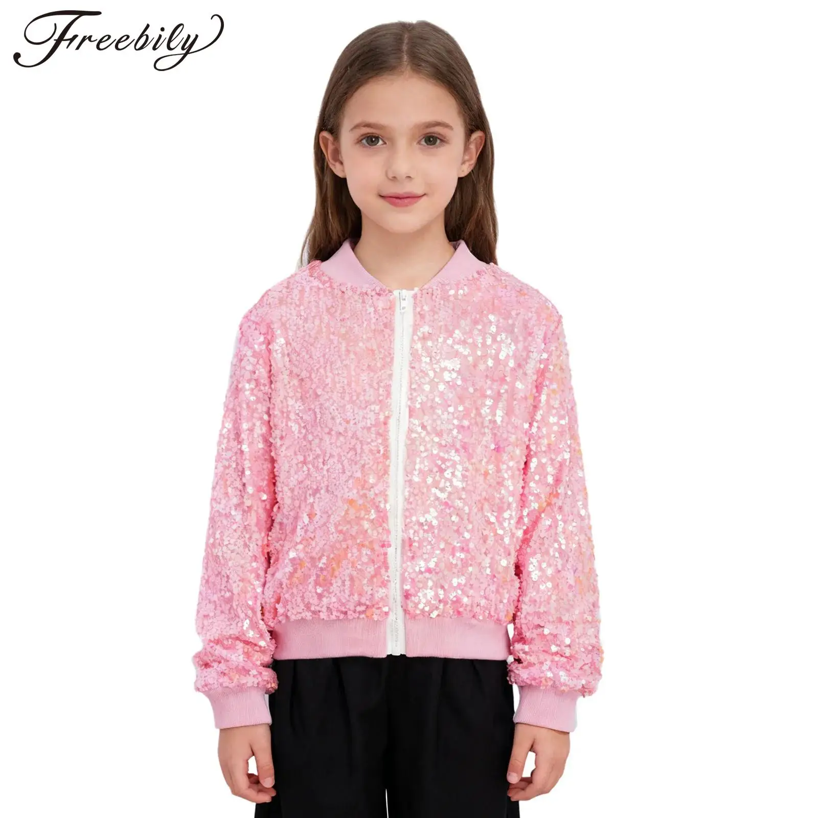 

Модное детское пальто для девочек, уличная одежда, детские блестящие куртки с пайетками, костюм для диско-джазовых танцев, одежда в стиле хип-хоп