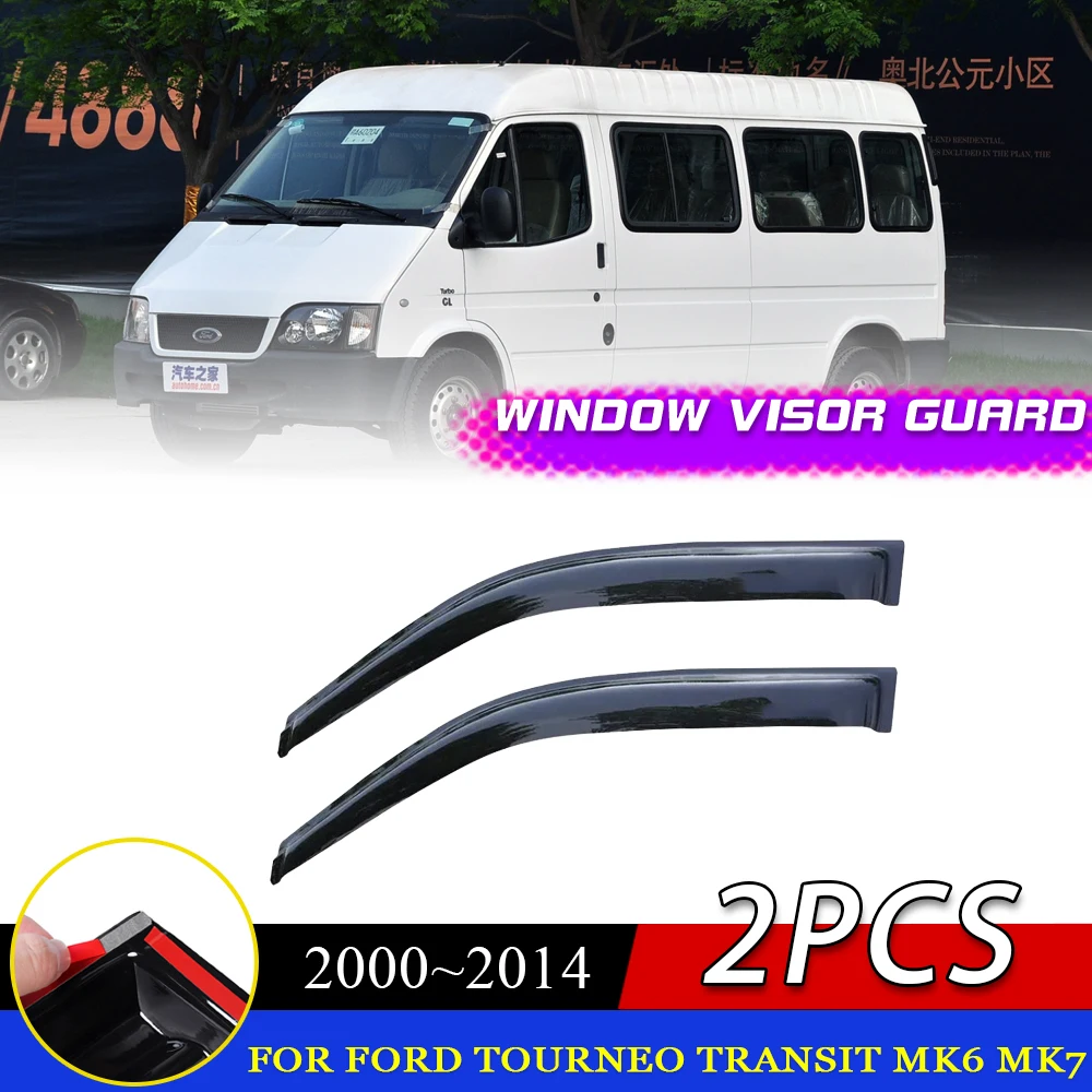 Windows Visor for Ford Tourneo Transit MK6 MK7 2000~2014 Vent Door Wind Rain Eyebrow Smoke Deflector Cover Sticker Accessories