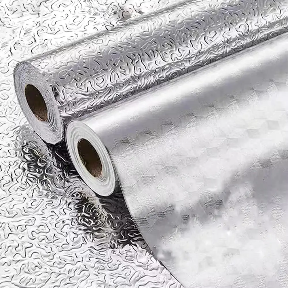 

40CMx10M Kitchen Oil-proof Sticker PVC Heat Resisting Self-adhesive Kitchen Wallpaper Metal texture Thickened Cabinet Wallpaper