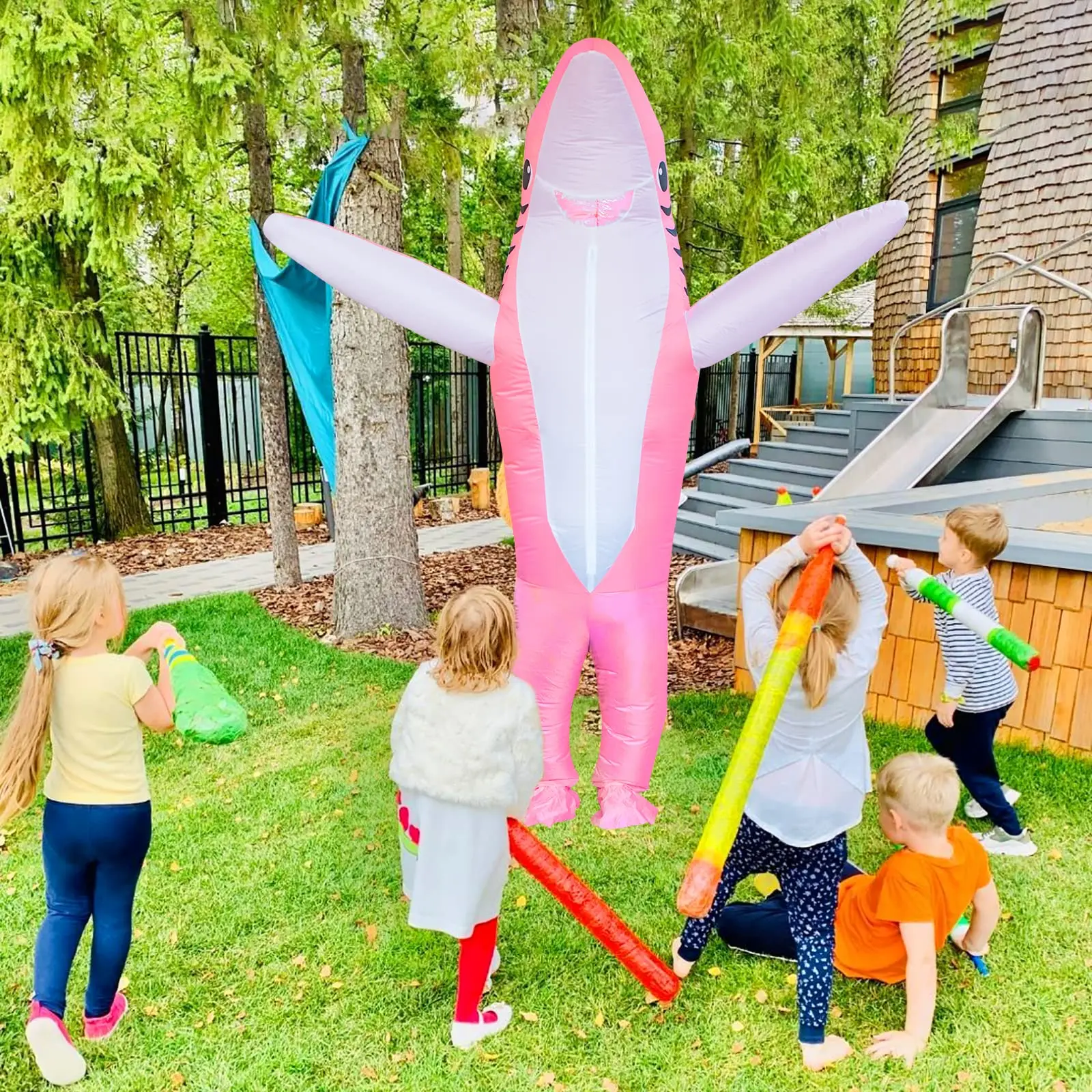 Fun And Unique Adult Blue/Grey/Pink Freely Walk Inflatable Shark Costume For Halloween Parties Carnival