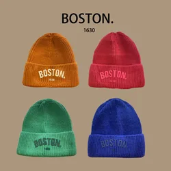 Kids/Adlut Beanies American Retro Wool Knitted Hat Pupolar Letter Boston Casual Street Boy's or Girl Winter Warm Cold Hats Male