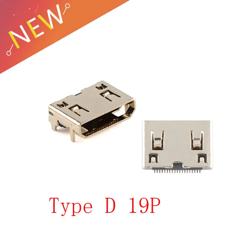 2/10Pcs Mini HDMI-compatible Female Connector SMD 19 pin Reflow Solderable Right Angle Surface Mound PCB Rohs Receptacle