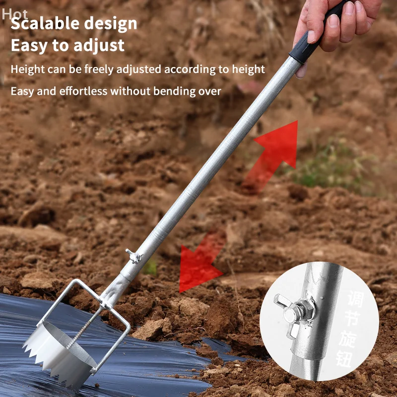 Metal Stainless Steel Greenhouse Film Punch Retractable Hole Opener Gardening & Planting Tools