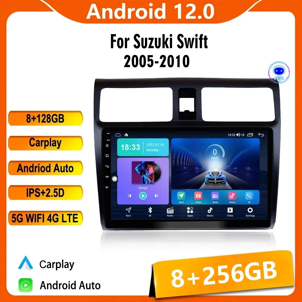 

2din Carplay Auto Android 12 For Suzuki Swift 2005 - 2010 Car Radio Stereo Multimedia Video Player Navigation GPS Video Player