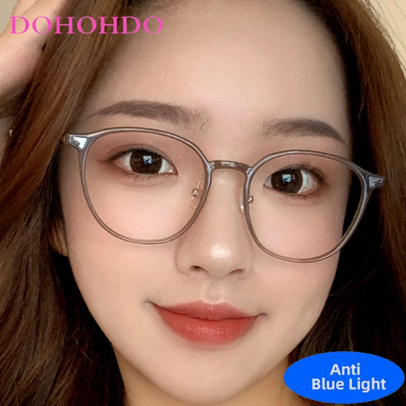 

High Quality Round Cat Eye Glasses Frame Men Women Computer Eyeglasses Anti-blue Light Ultra-light TR90 Fashion Eyewears Office