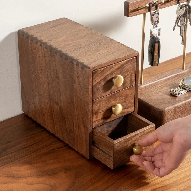 Wooden Entryway Desktop Storage Box Multi Drawer Organizer Jewelry Small Item Storage Cabinet for Office Desk Home Use