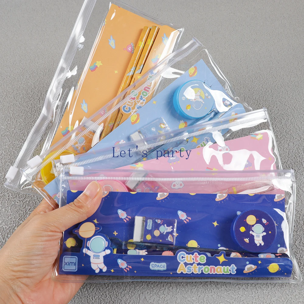 4 Sets Outer Space Astronaut Pencil Eraser Ruler Stationery Set for Kids Birthday Party Favors Back To School Gift Pinata Filler