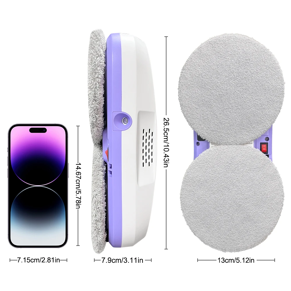 PuRuiKai Robot per la pulizia delle finestre automatico con doppio spruzzo automatico 5600Pa Rilevamento dei bordi del telecomando di aspirazione per la casa