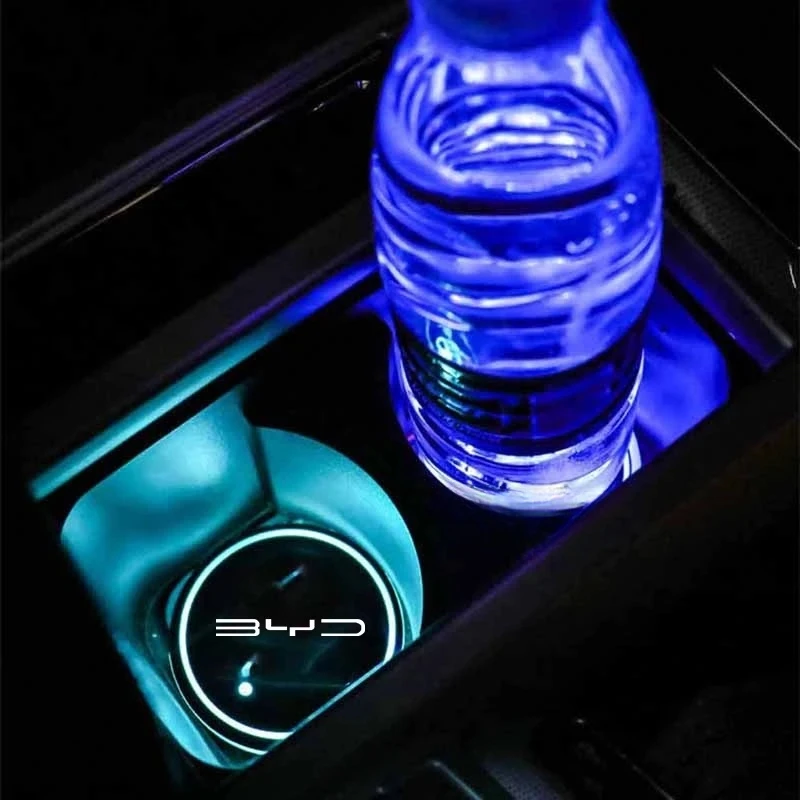 BYD Atto3 Yuan Plus Dolphin Seal Han Tang Dedicated 7‑Color RGB LED Cup Holder Atmosphere Coaster
