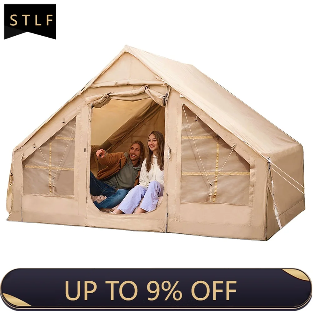 Inflatable Tent CCF 4-8 Person 4-Season with Canopy Waterproof Windproof Glamping Outdoor Camping Tent with Carry Bag