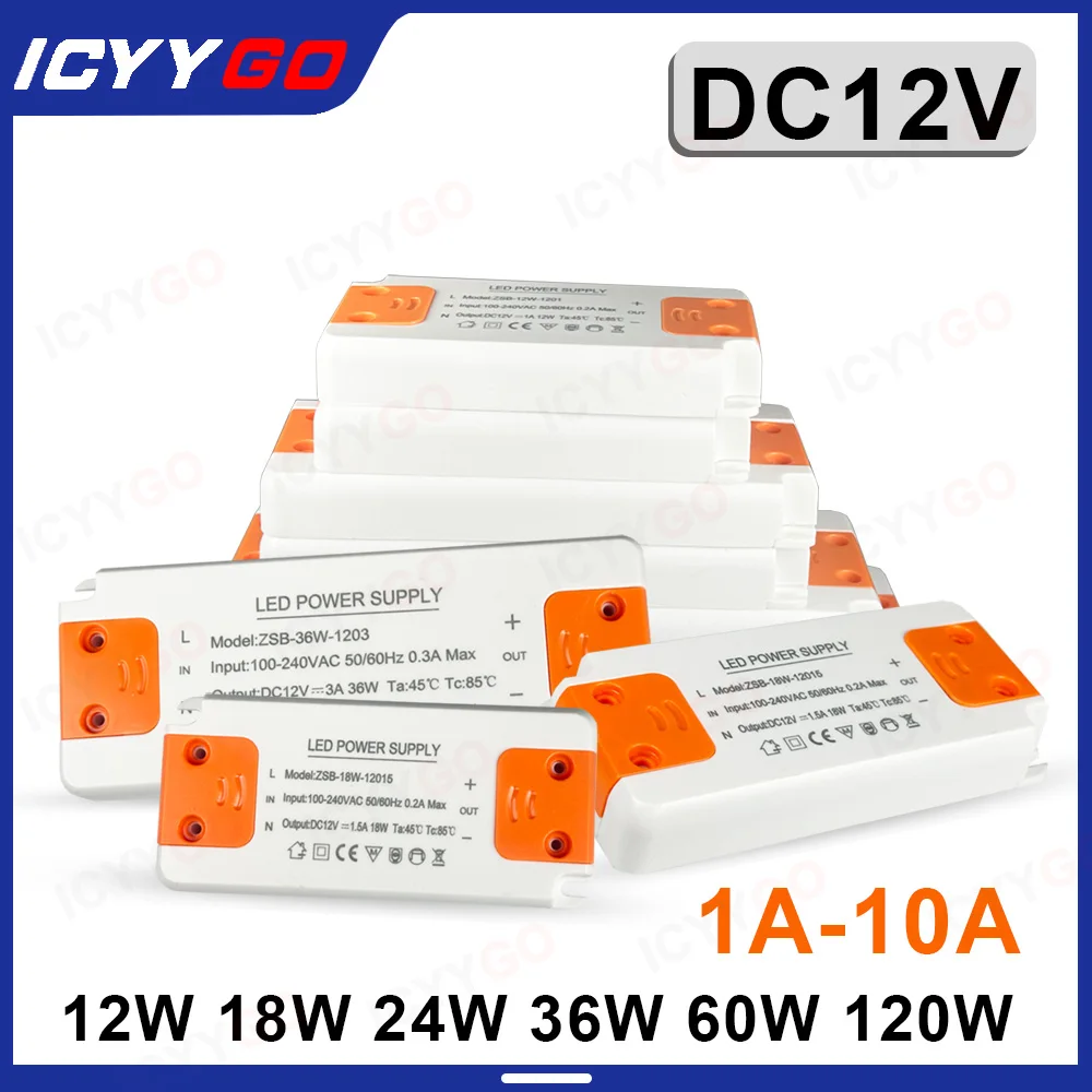 

DC12V Ультратонкий трансформатор для освещения 12 Вт 18 Вт 24 Вт 36 Вт 60 Вт 120 Вт Источник питания для светодиодов 1 А 1,5 А 2 А 3 А 5 А 10 А Драйвер для светодиодного освещения