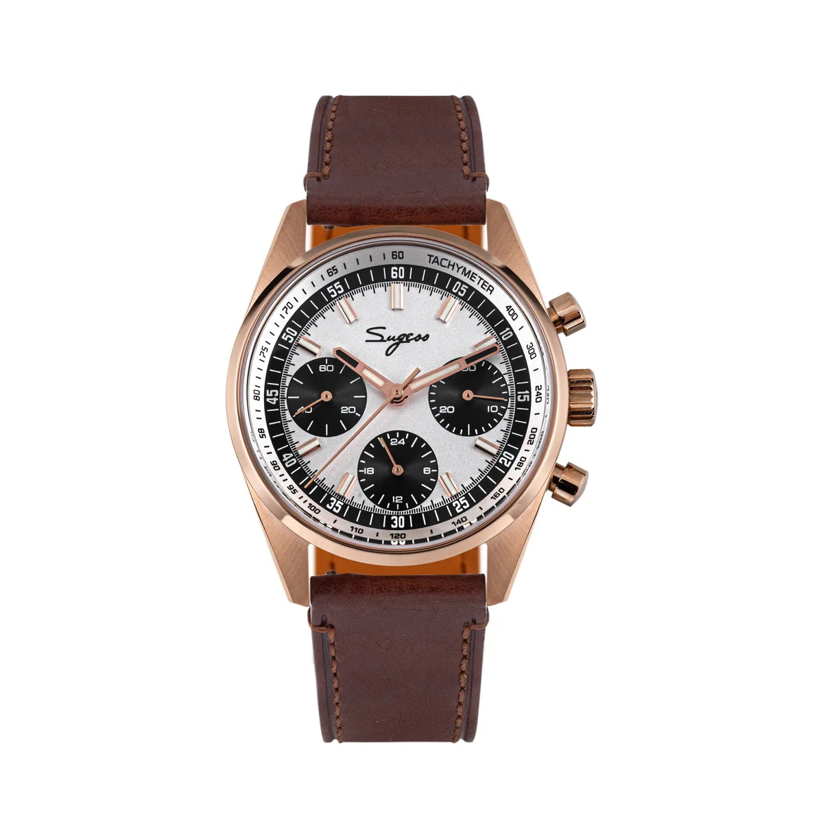 Sugess Mens Watch 38mm Chronograph Mechanical Wristwatches Tianjin Gooseneck Movement Sapphire Crystal Roulette Dial S465 new image 3