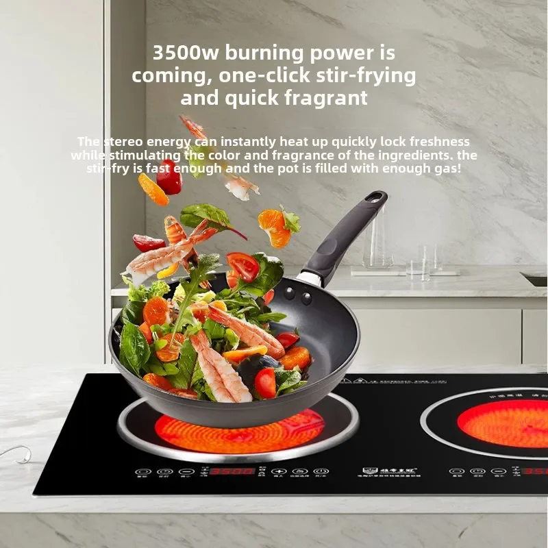 Embedded electric ceramic stove double stove double head desktop high-power induction cooker commercial restaurant double row