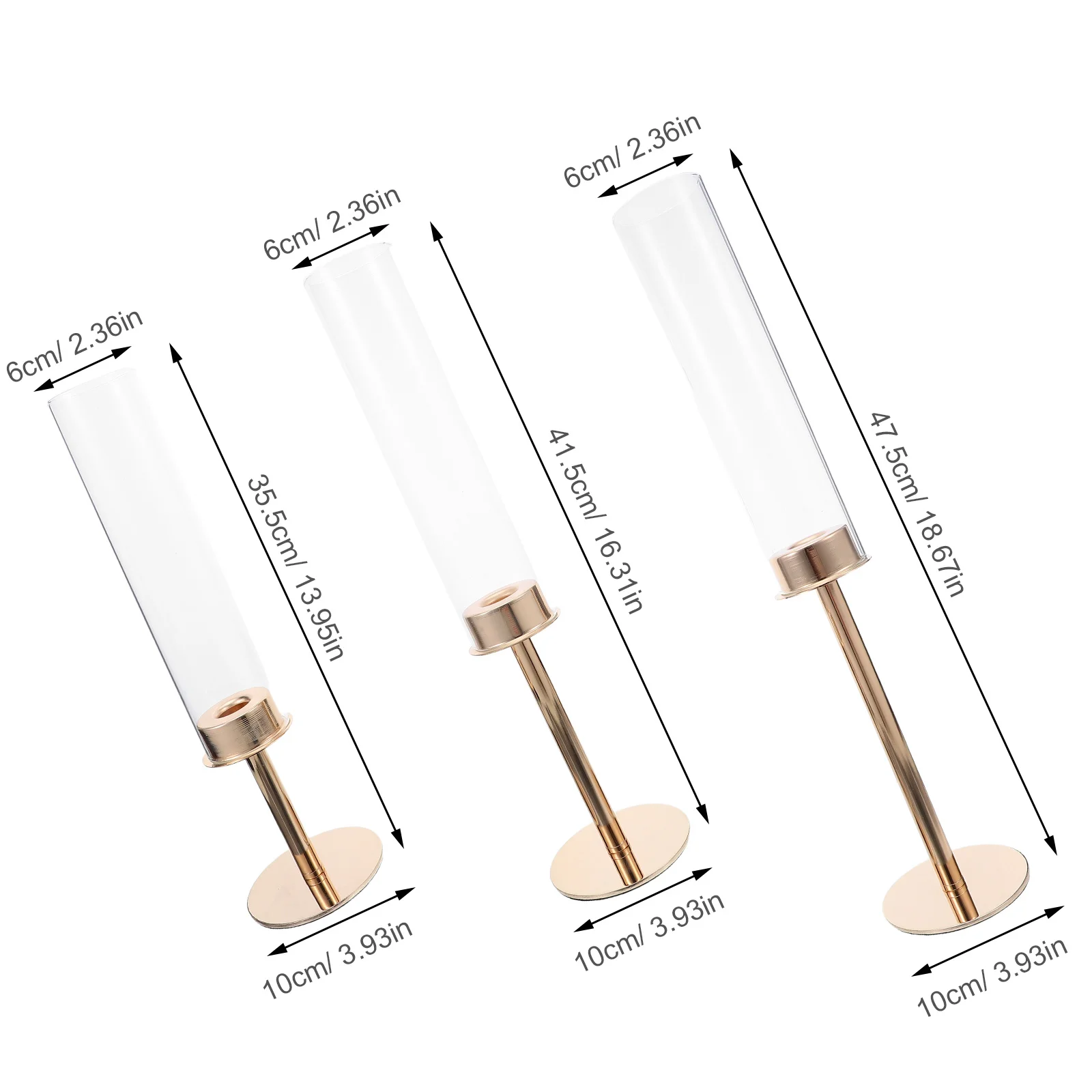 3 قطعة حامل معدني ذهبي قبة زجاجية متعددة الأحجام تفتق الشموع الزفاف محور ديكور المنزل الزجاج الأعاصير للشموع #5