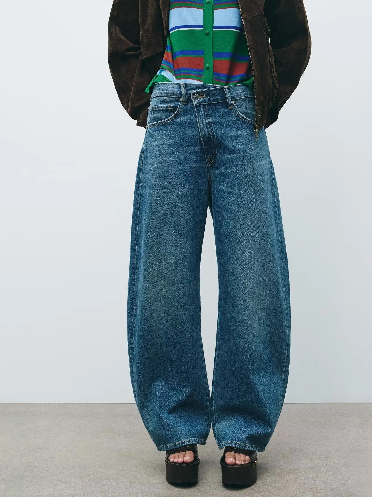 Loose Women's Jeans Mid-Waist Double-Breasted Spring New Sle Comfortable Fit Casual Faion plus Size Denim Pants