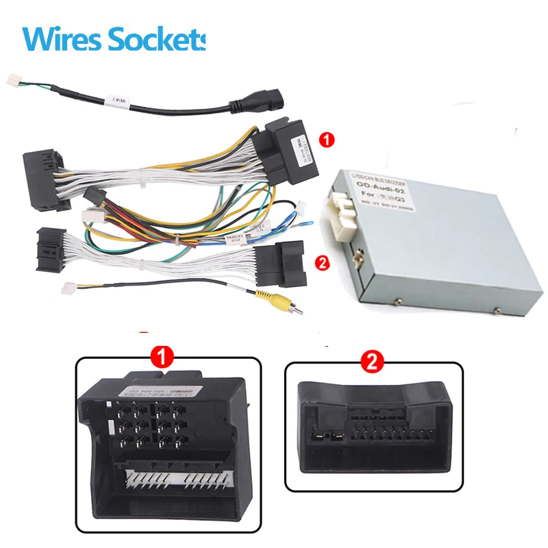 Android Car Radio 16pin Stereo Wire Harness power Adapter Canbus Box Decoder For Audi Q5 Q4L Q3 2011-2018 high config