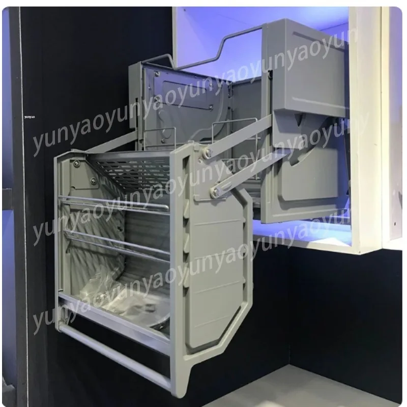 Double Body Pull Down Lift Basket 2 Tier Upper Cabinet Storage Elevator Kitchen Space Saving Organizer Rack