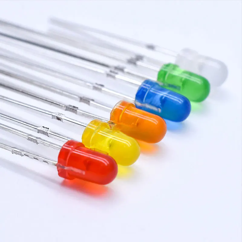 200PC/Lot F3MM F5MM Led Kit With Box Mixed Color Red Green Yellow Blue White Light Emitting LED Diode Assortment 20PCS Each New