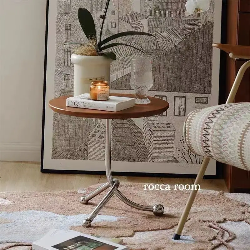 طاولة مستديرة صغيرة من الفولاذ المقاوم للصدأ على الطراز العتيق لغرفة المعيشة والمقهى والحليب ومتجر الشاي وطاولة صغيرة مبتكرة لترفيه الشرفة #2