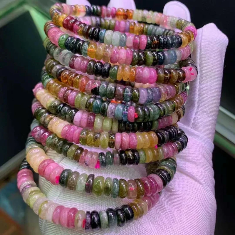 

Factory Direct Sales Natural Brazil Tourmaline Spacer Candy Colorful Bracelet