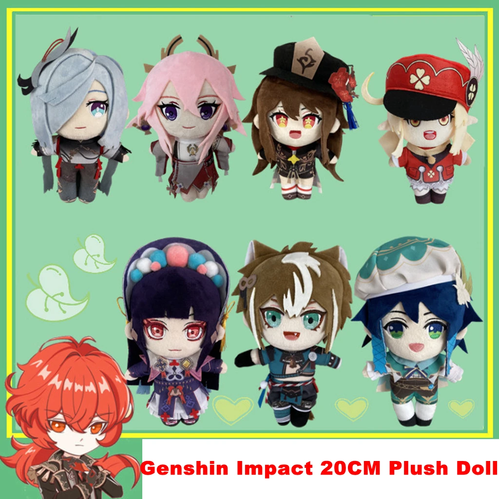 

Game Genshin Impact Cosplay Cartoon Doll Anime Plush Soft Pillow 20CM Kids Toys Scaramouche Yae Miko Halloween Props Xmas Gifts